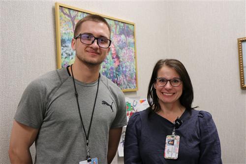 Andrew Kendys and Yasuhara Middle School nurse Colleen Connell 